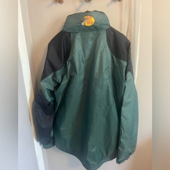 Bass pro shop wind jacket hidden hood full zip pockets mens M - Picture 2 of 6